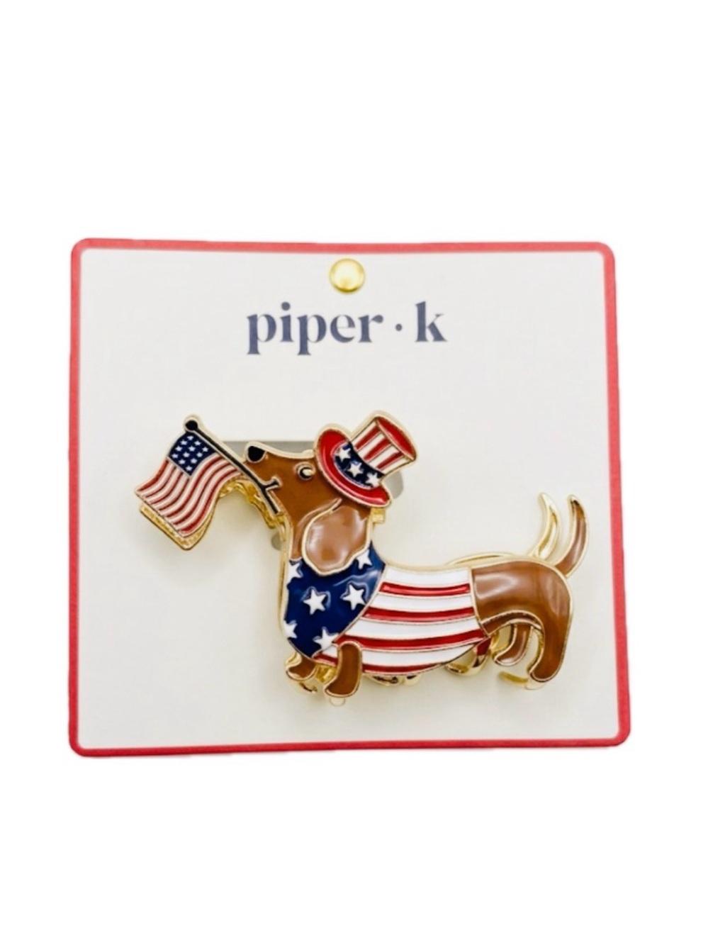 NWT ⚜️🇺🇸⚜️ PIPER K PATRIOTIC DACHSHUND CLAW CLIP